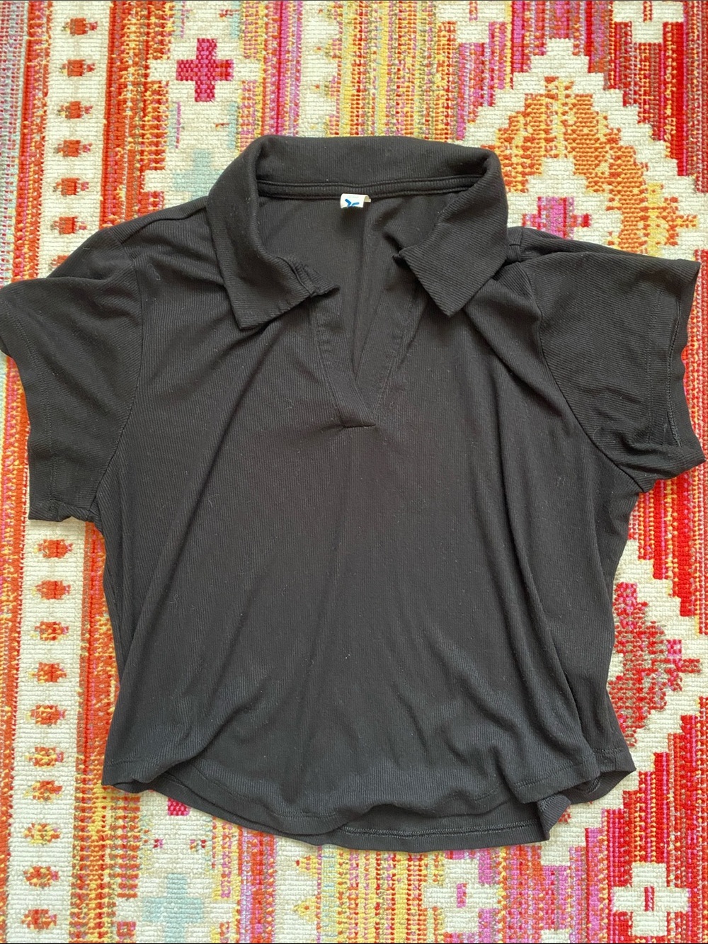 Old Navy Cropped Black Polo-Style Short Sleeve Top Tee